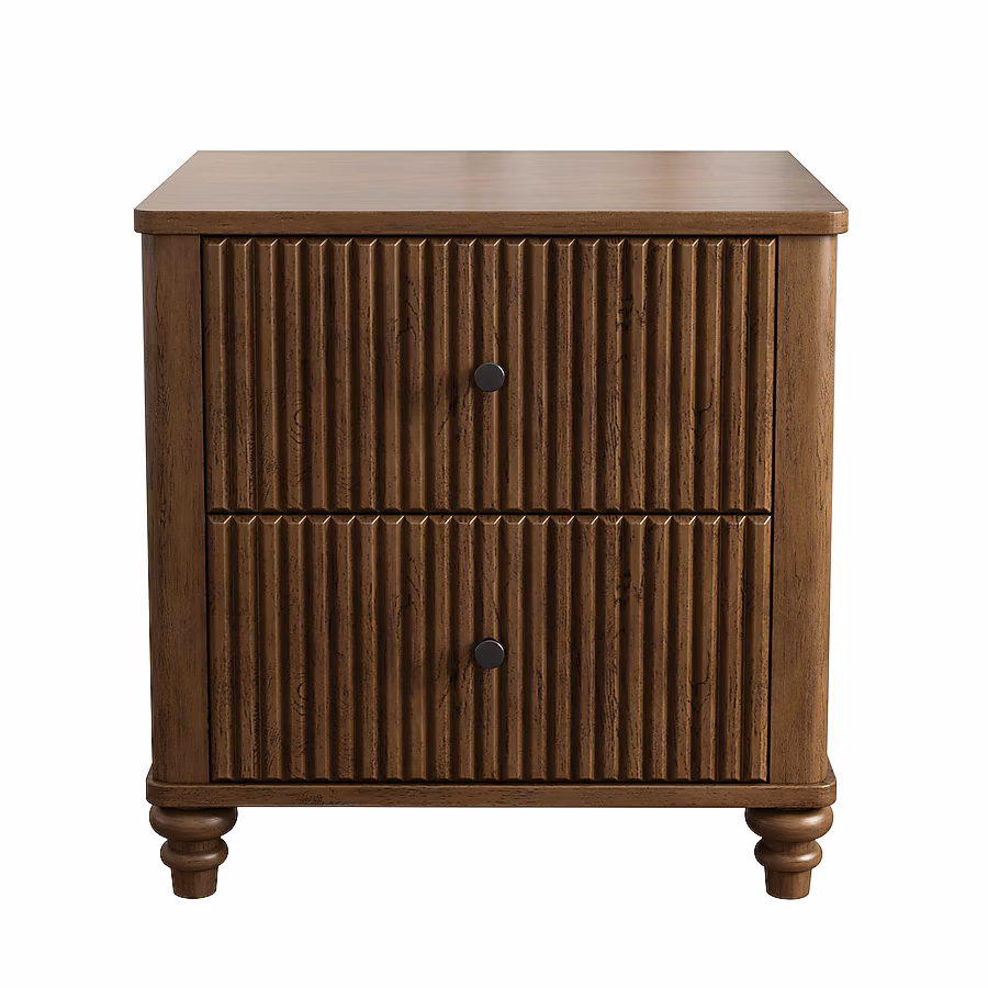 Walnut Fluted Bedside Table